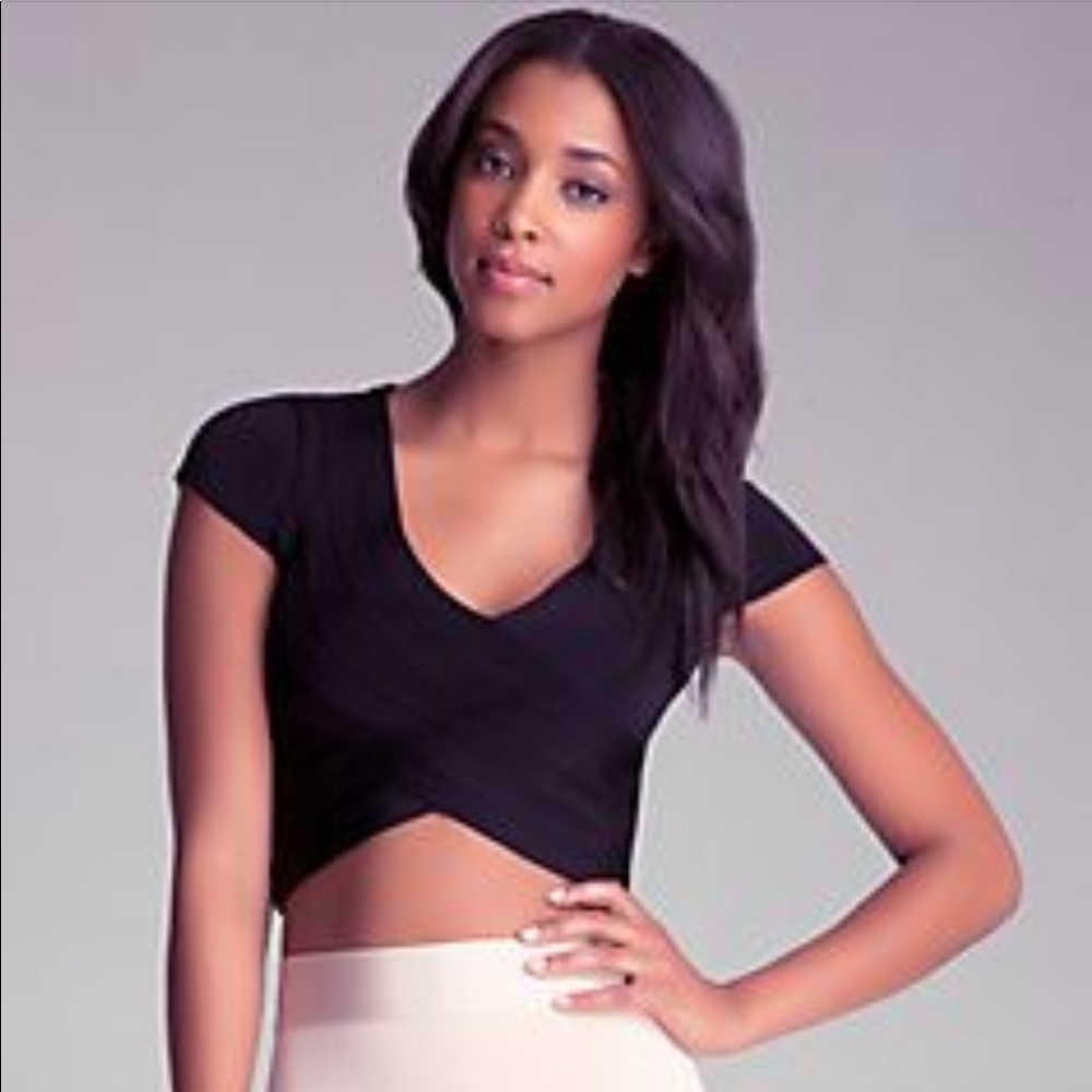Bebe cap sleeve crossover top